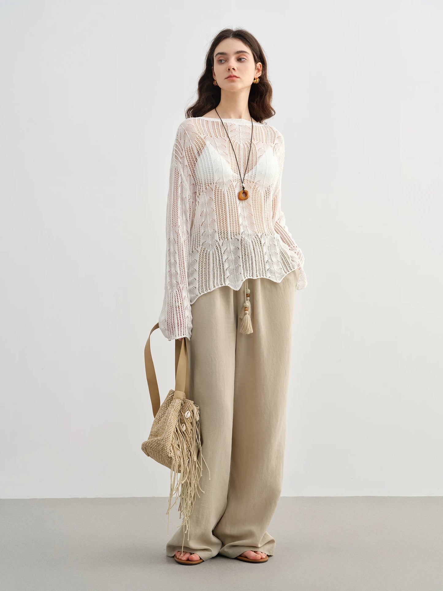 DUSHU 2025 Summer Plus-Size Linen-Like Pants - Relaxed Fit & Breathable Tencel Blend with Casual Elegance 25DS82241