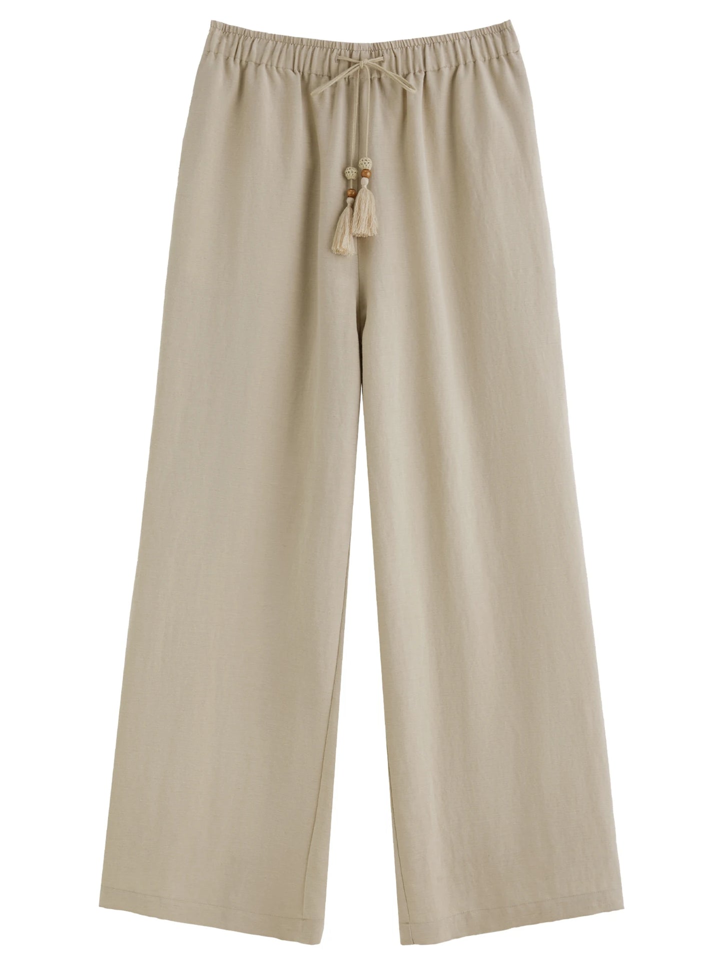 DUSHU 2025 Summer Plus-Size Linen-Like Pants - Relaxed Fit & Breathable Tencel Blend with Casual Elegance 25DS82241