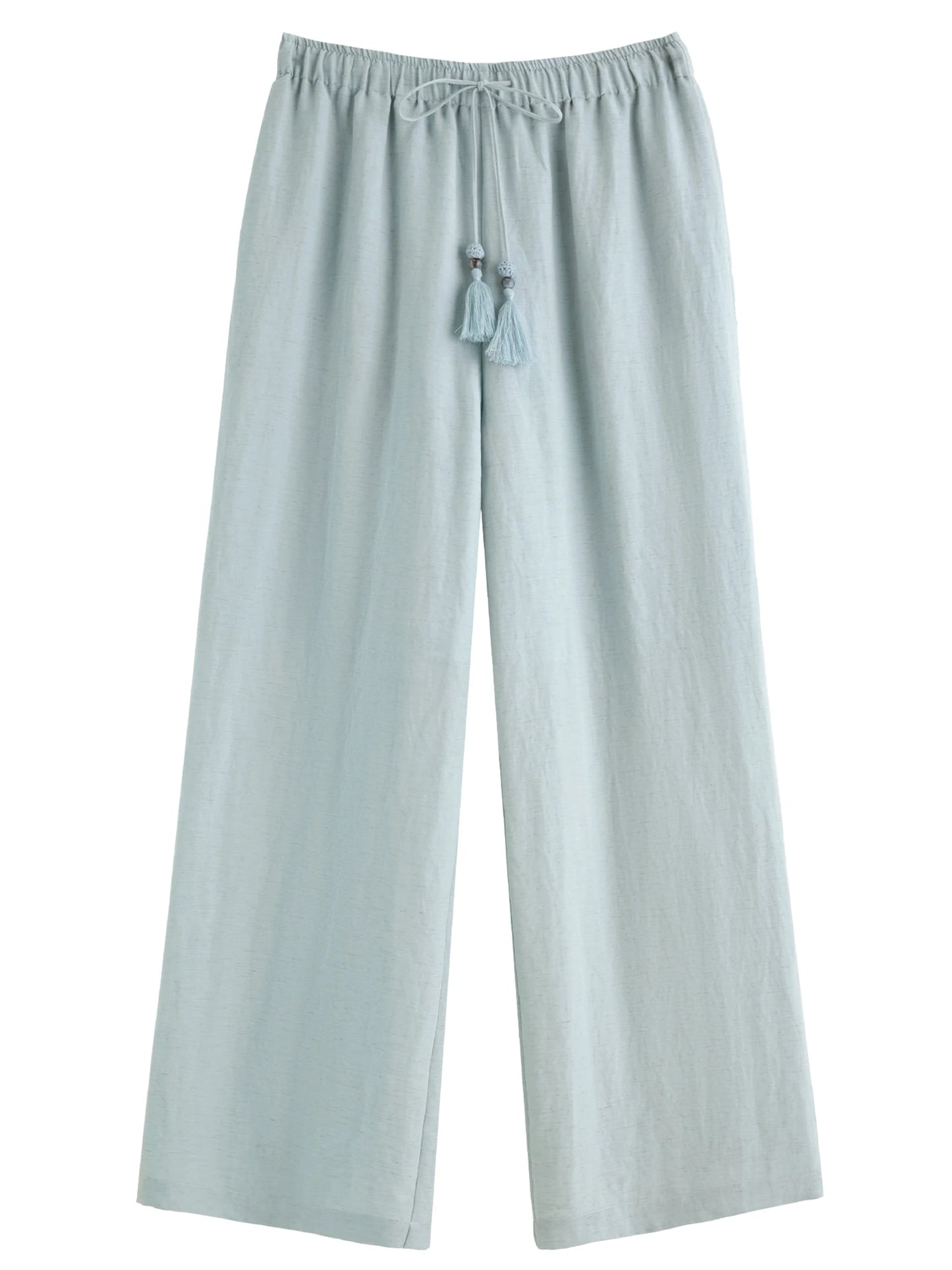 DUSHU 2025 Summer Plus-Size Linen-Like Pants - Relaxed Fit & Breathable Tencel Blend with Casual Elegance 25DS82241