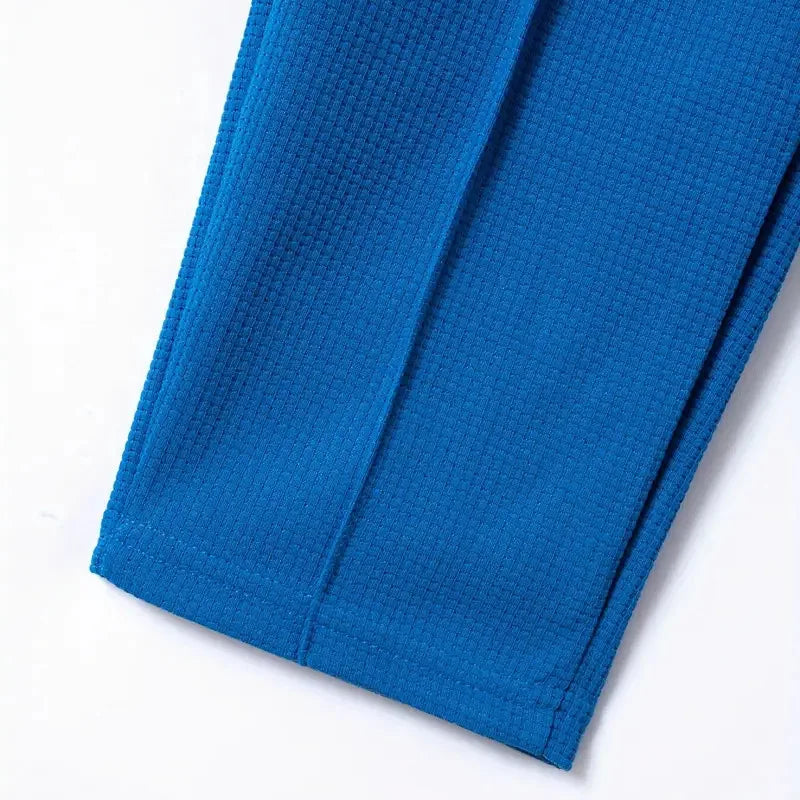 Mens Stylish Waffle Pants - Casual Sports Slim Fit with Adjustable Drawstring Secure Pockets for All Seasons - Perfect Outdoor