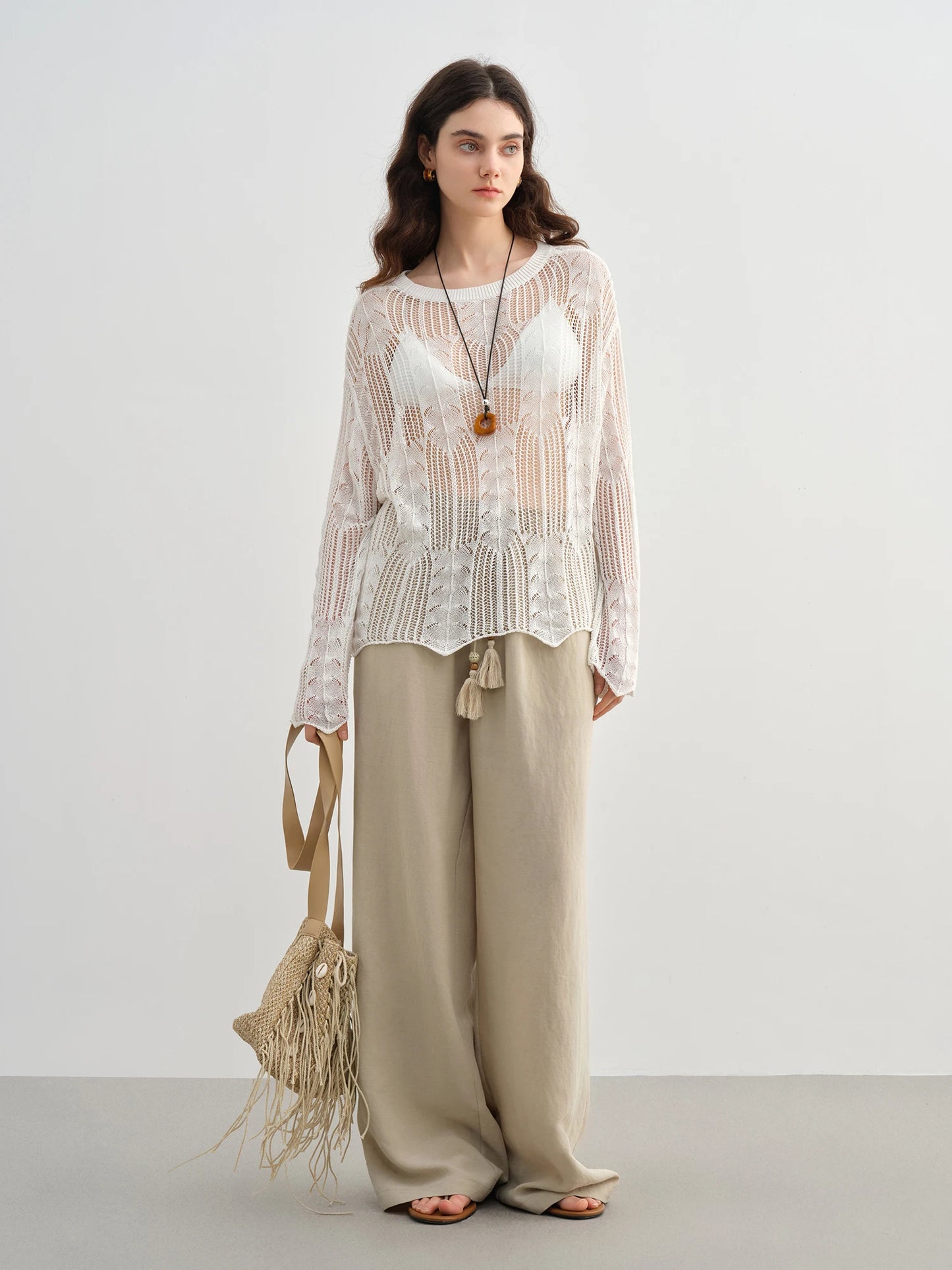 DUSHU 2025 Summer Plus-Size Linen-Like Pants - Relaxed Fit & Breathable Tencel Blend with Casual Elegance 25DS82241