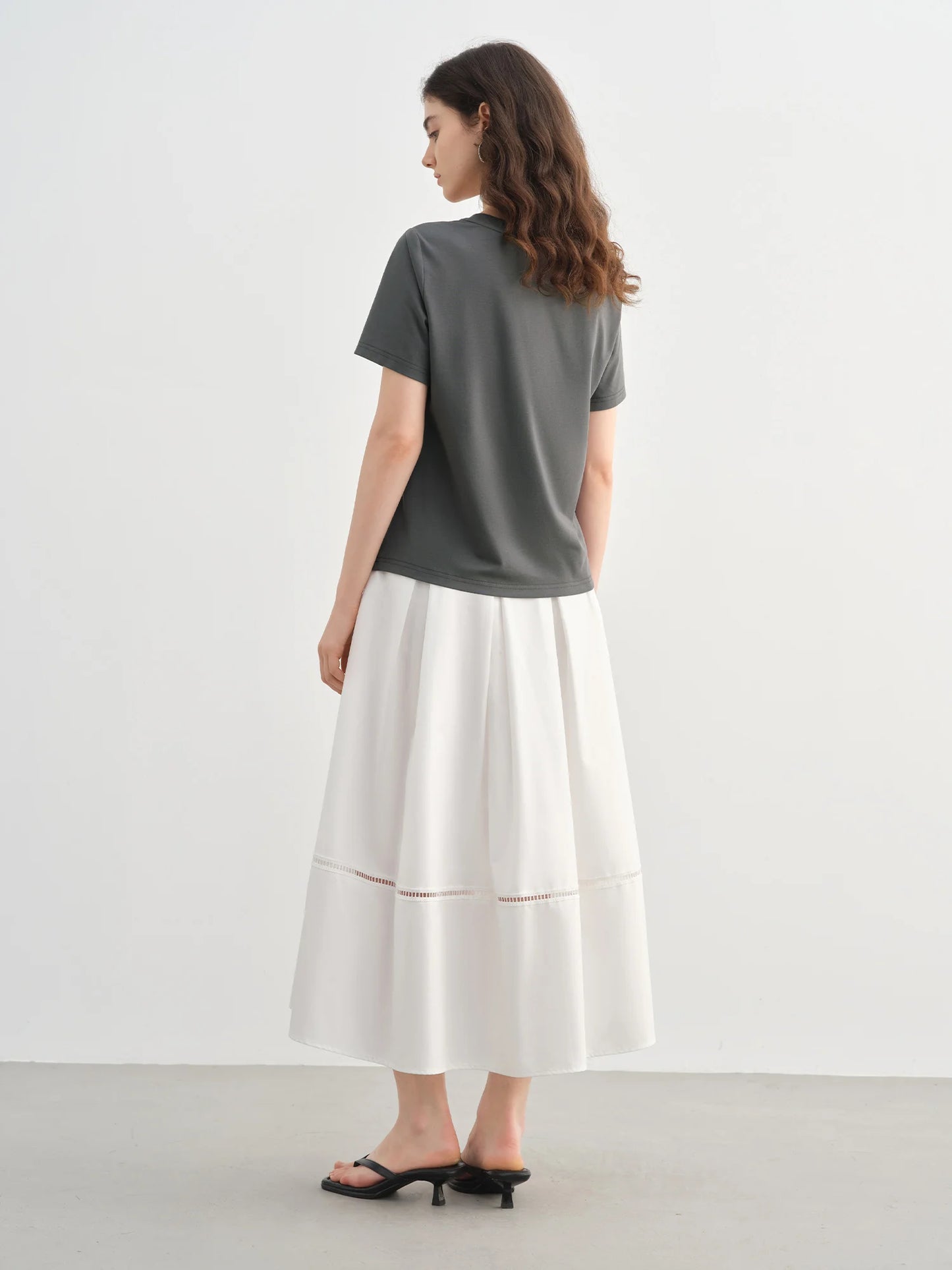 DUSHU Plus-Size Women Slogan Print Round-Neck Knit T-Shirt 2025 Summer Collection Slimming Design Simple Top for Women 25DS82213