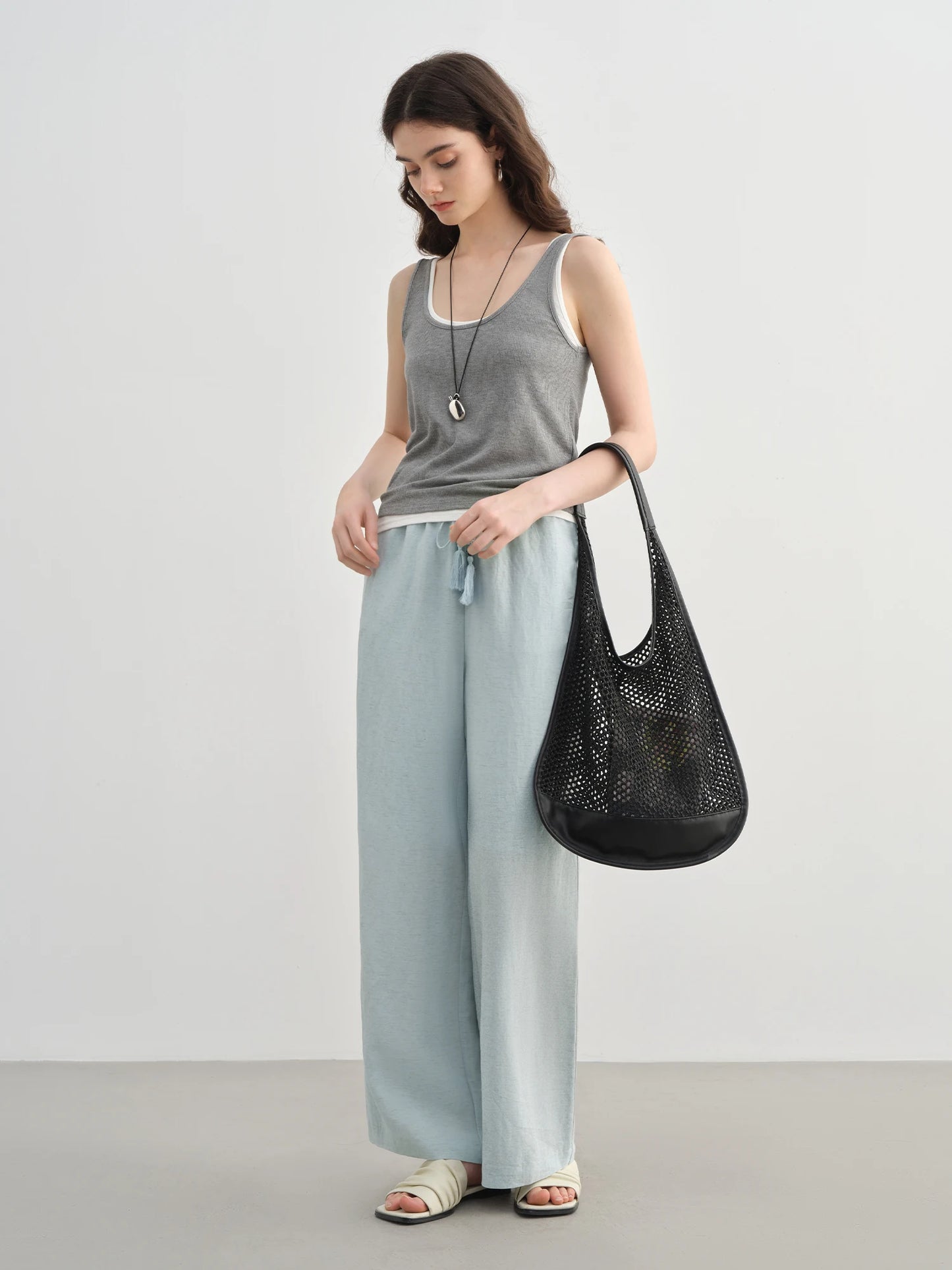 DUSHU 2025 Summer Plus-Size Linen-Like Pants - Relaxed Fit & Breathable Tencel Blend with Casual Elegance 25DS82241