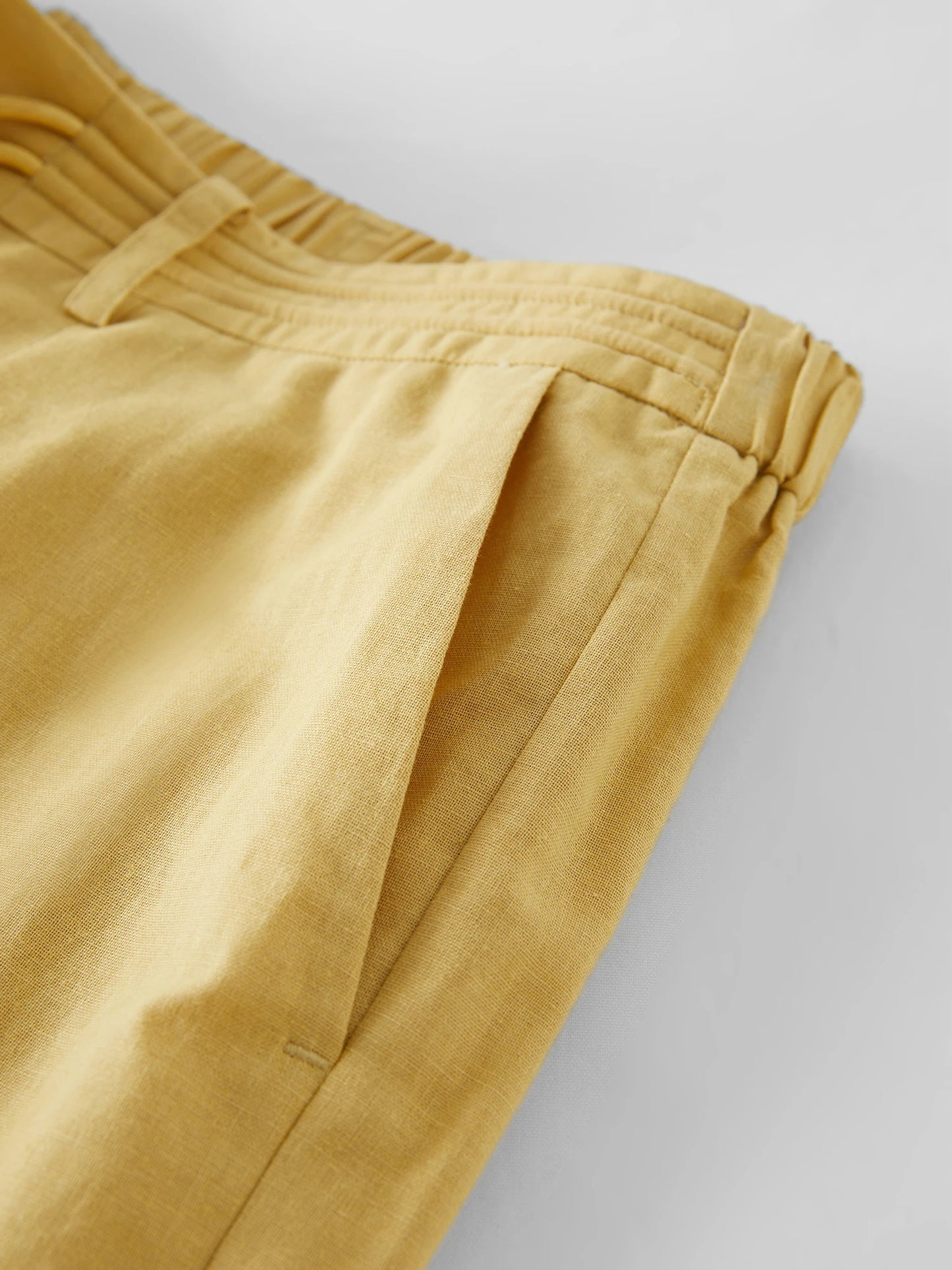 DUSHU Women Linen Drawstring Wide-leg Pants 2025 Summer New Cotton Knitted Drape Loose High Waist Slim Casual Pants 25DS82737