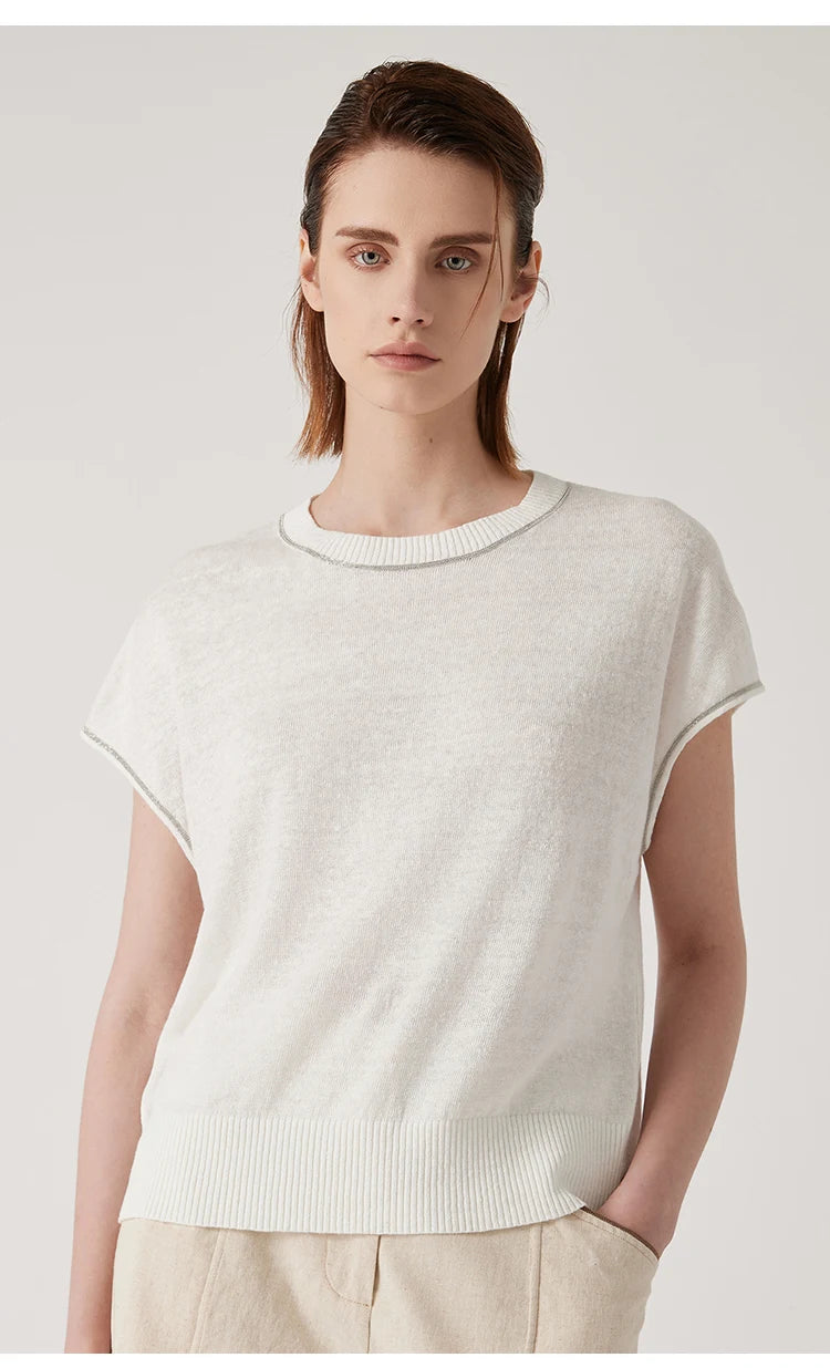 BY3511197 high-end thin summer knitted sweater for women  linen pullover Luxury womens Clothing
