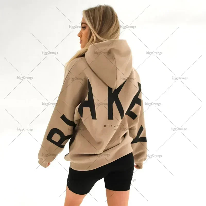 European and American loose casual pullover hoodie sweatshirt coat printed letter pattern high street hip-hop trendy men women