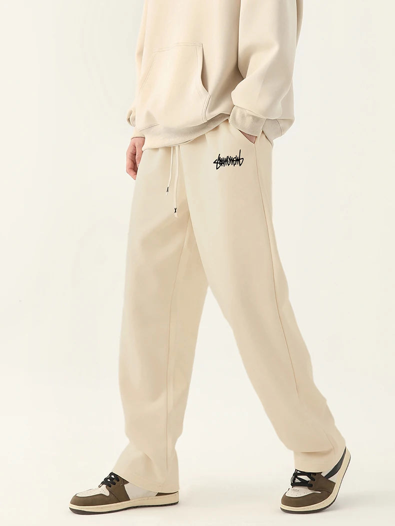 Men's Graphic Drawstring Waist Sweatpants, Regular Fit Casual Pocket Straight Leg Pants for Daily Wear, Men's Bottoms for Season