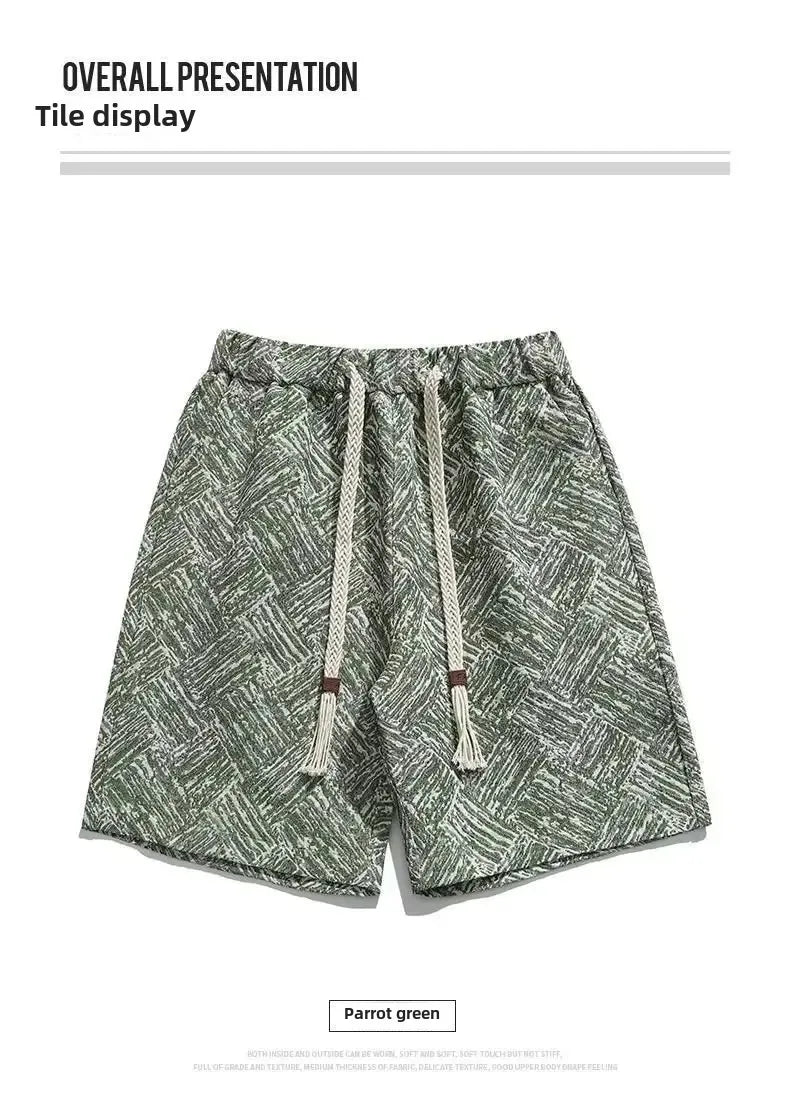 Trendy Brand Men's Five-Point Summer Creative Embroidery Shorts Loose Beach Casual Versatile Sports Shorts
