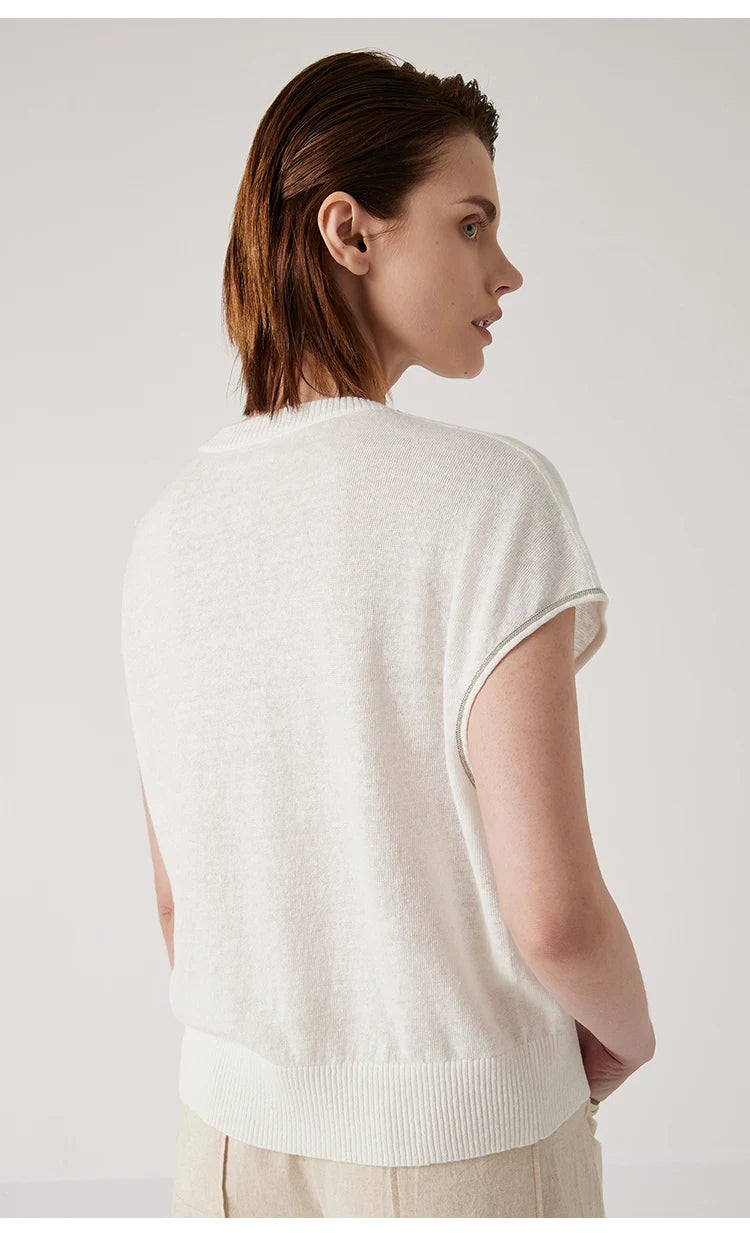 BY3511197 high-end thin summer knitted sweater for women  linen pullover Luxury womens Clothing