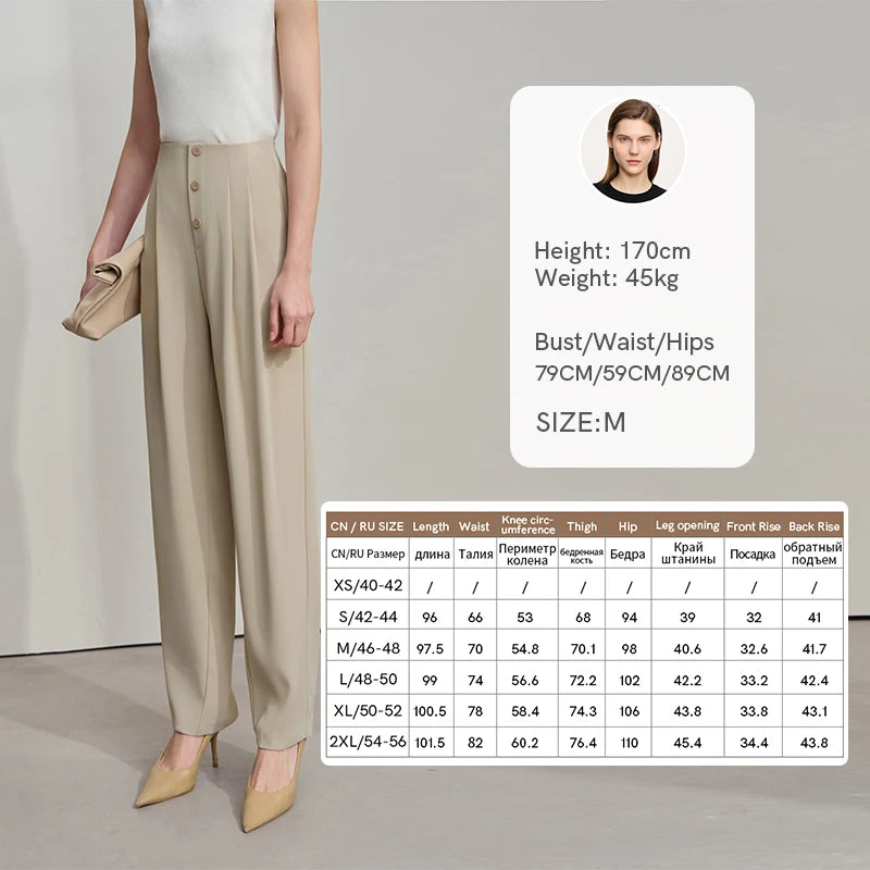AMII Women Trousers Minimalist New Summer Commuting Solid Mid Rise Pantalones Cooling Sunscreen Tapered Casual Pants 12522036