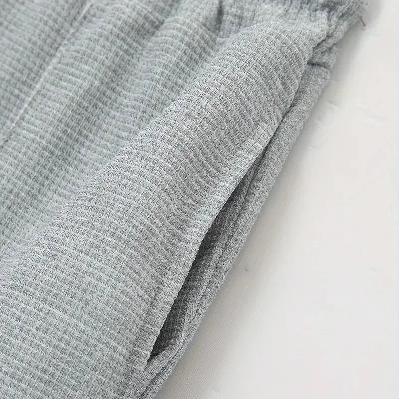 Mens Stylish Waffle Pants - Casual Sports Slim Fit with Adjustable Drawstring Secure Pockets for All Seasons - Perfect Outdoor