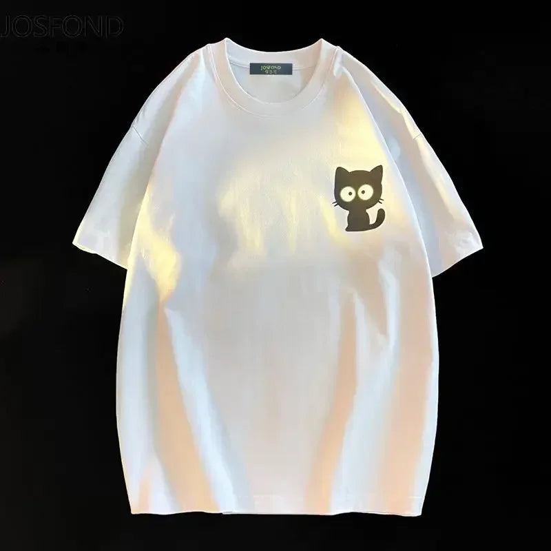 Female Casual Printing O-neck Short Sleeve T-Shirt 2025 New Summer Trend All-match Loose Cartoon Pullover Top Tee Women Clothes