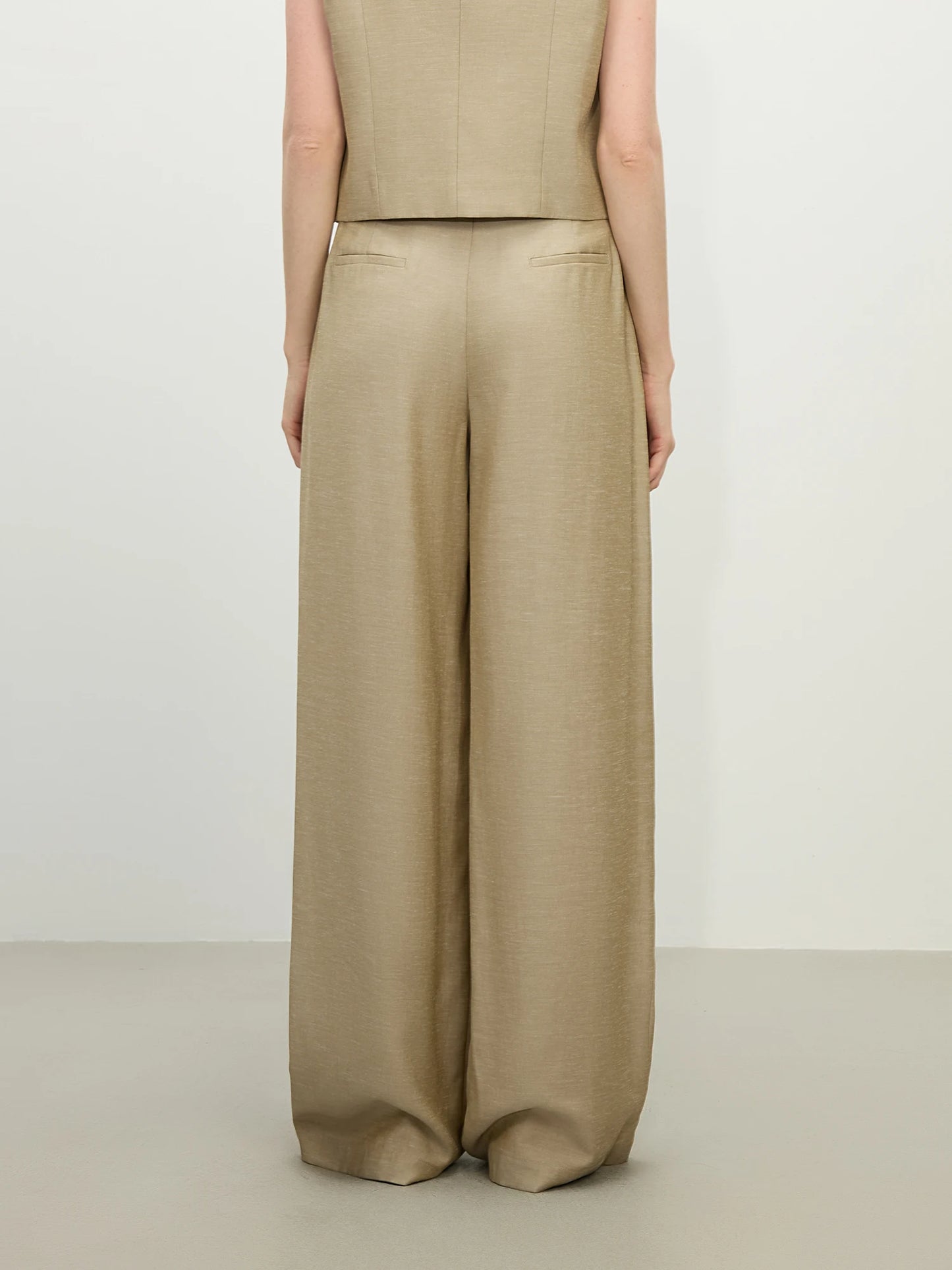 FSLE 2025 Summer Old Money Vest Wide-Leg Pants Set Vintage Tailored Two-Piece Adjustable Waist Eco Linen for Boardroom to Brunch
