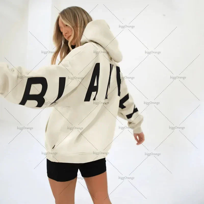 European and American loose casual pullover hoodie sweatshirt coat printed letter pattern high street hip-hop trendy men women