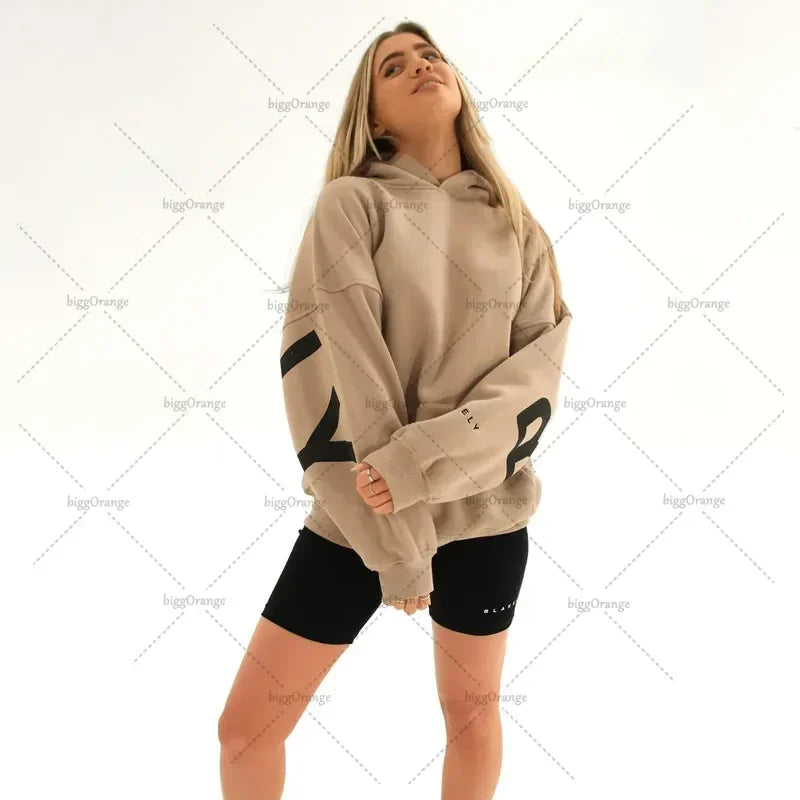 European and American loose casual pullover hoodie sweatshirt coat printed letter pattern high street hip-hop trendy men women