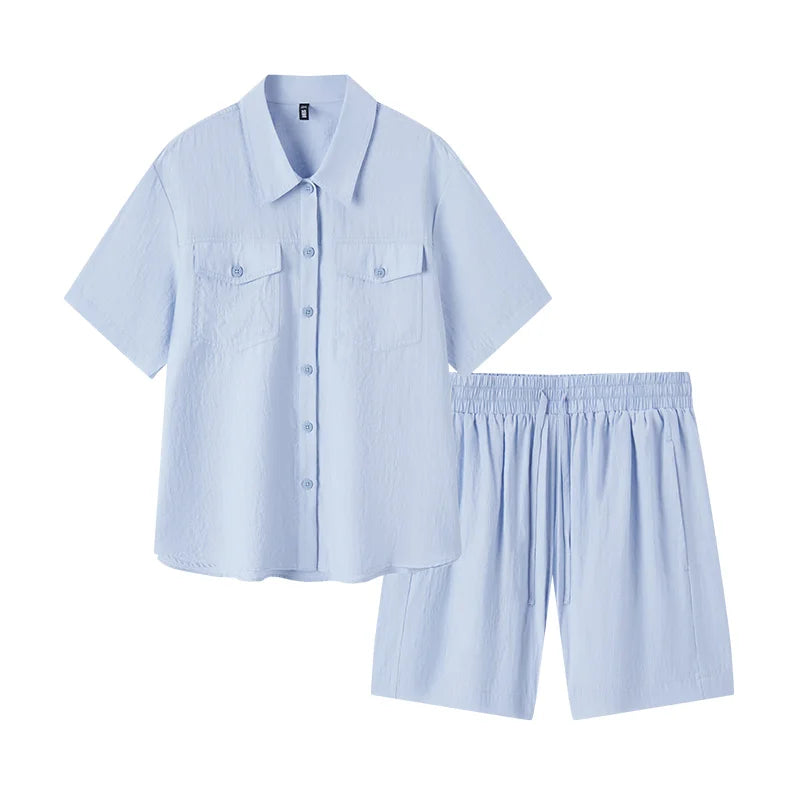 Semir Set Women Mid-long Style Top and Shorts 2024 New Summer Version Loose Textured Two-piece Set