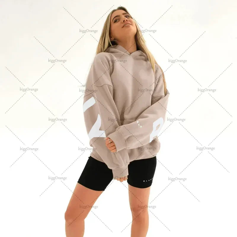 European and American loose casual pullover hoodie sweatshirt coat printed letter pattern high street hip-hop trendy men women