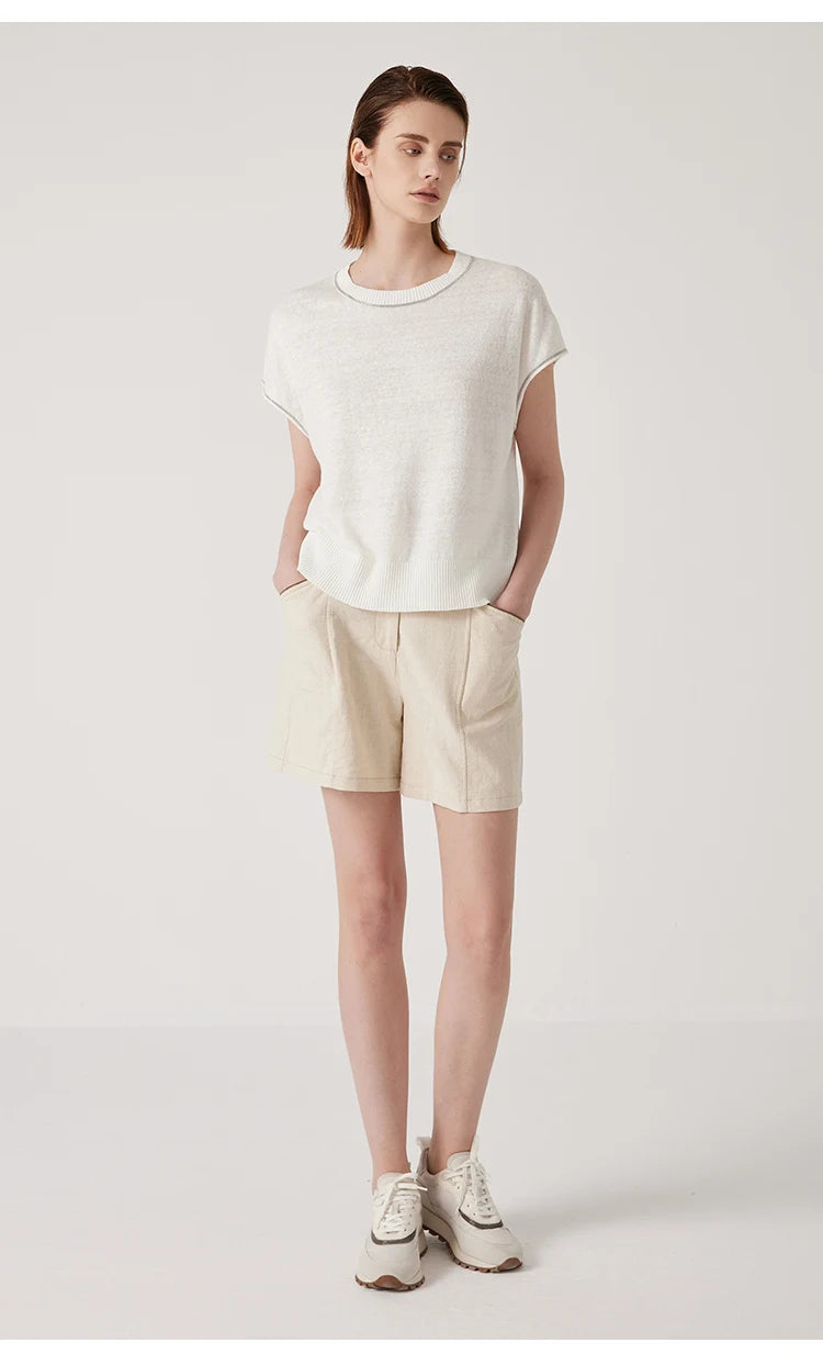 BY3511197 high-end thin summer knitted sweater for women  linen pullover Luxury womens Clothing