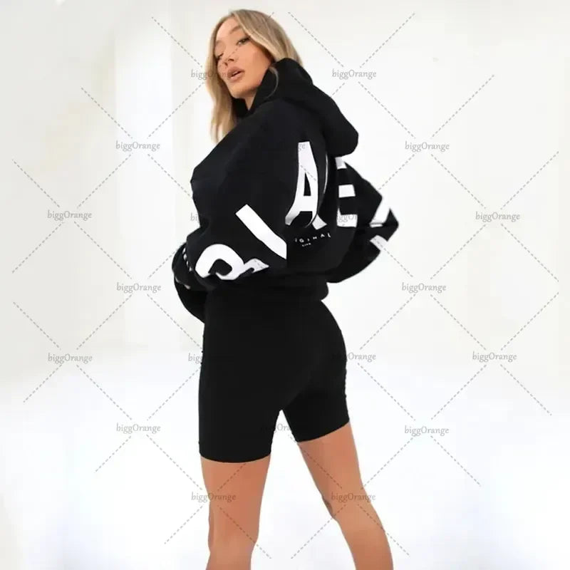European and American loose casual pullover hoodie sweatshirt coat printed letter pattern high street hip-hop trendy men women