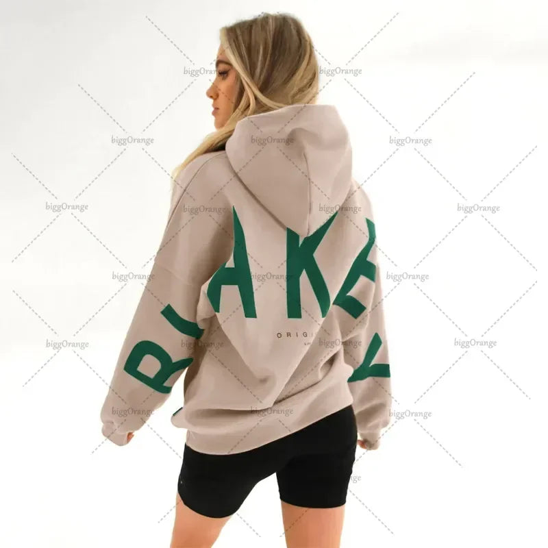 European and American loose casual pullover hoodie sweatshirt coat printed letter pattern high street hip-hop trendy men women