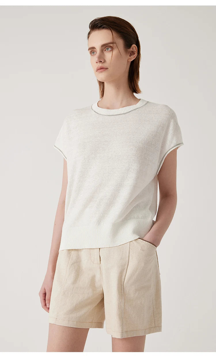 BY3511197 high-end thin summer knitted sweater for women  linen pullover Luxury womens Clothing
