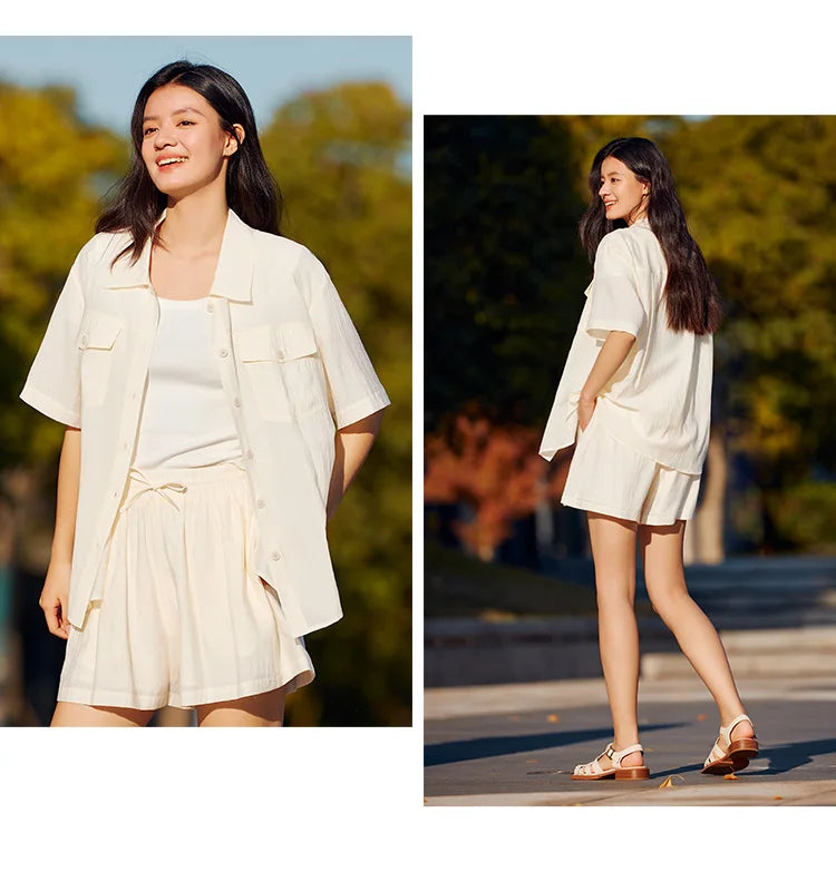 Semir Set Women Mid-long Style Top and Shorts 2024 New Summer Version Loose Textured Two-piece Set