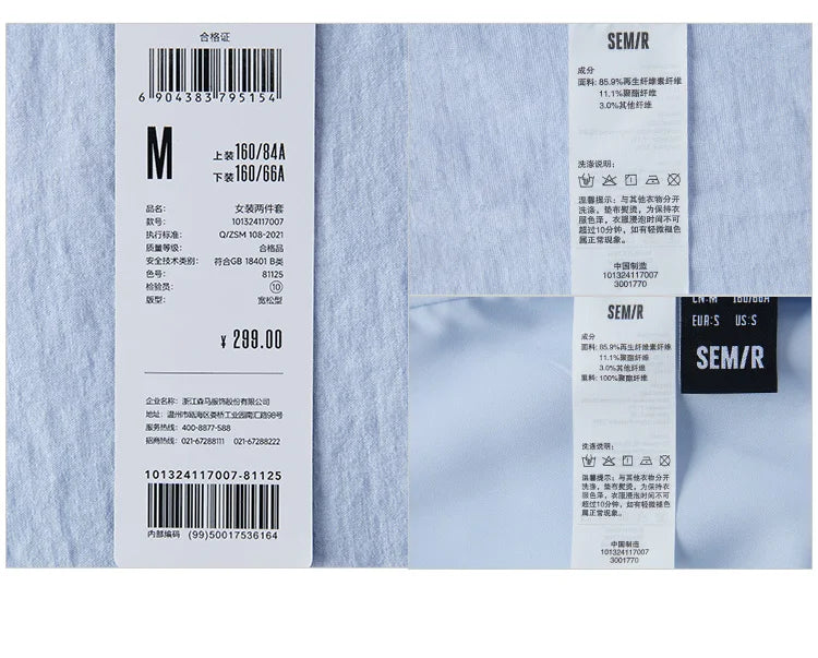 Semir Set Women Mid-long Style Top and Shorts 2024 New Summer Version Loose Textured Two-piece Set