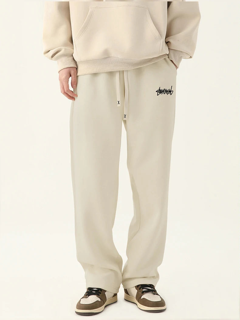 Men's Graphic Drawstring Waist Sweatpants, Regular Fit Casual Pocket Straight Leg Pants for Daily Wear, Men's Bottoms for Season