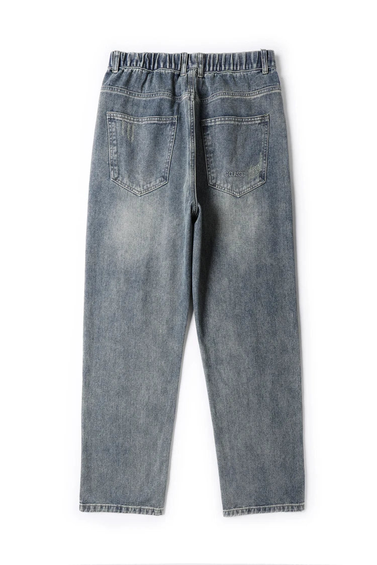Korea Baggy torn holey ripped Jeans Men Vintage  Y2k Pants Fashion Frayed High Street Distressed Denim Trousers loose thin Male