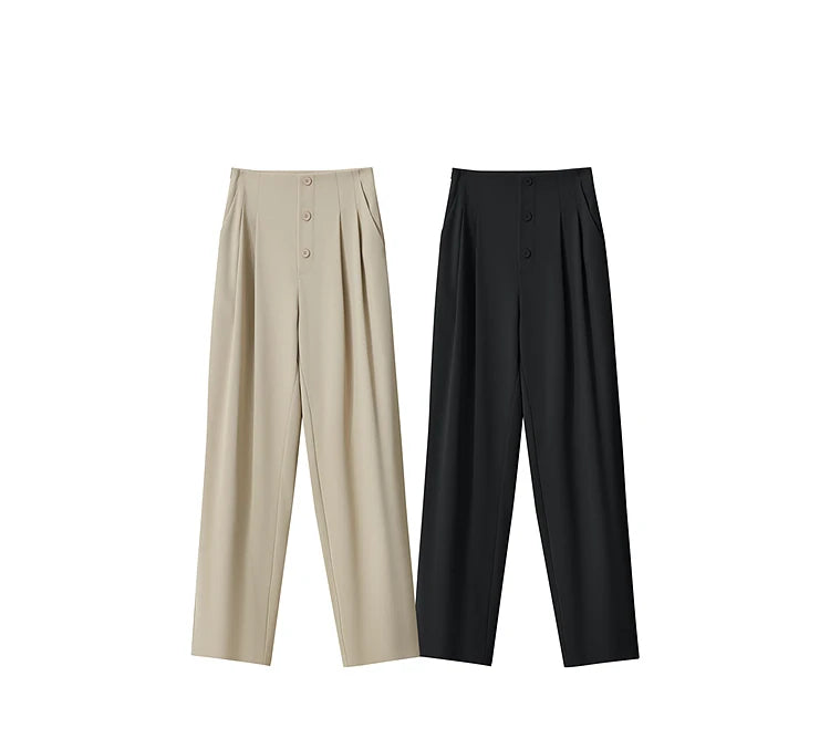 AMII Women Trousers Minimalist New Summer Commuting Solid Mid Rise Pantalones Cooling Sunscreen Tapered Casual Pants 12522036