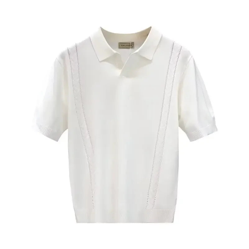Men's Summer Thin Knitted Ice Silk Half Sleeve Polo Shirt New Hot Sale Of The Season Young Luxury Style Collared T-Shirt Short S
