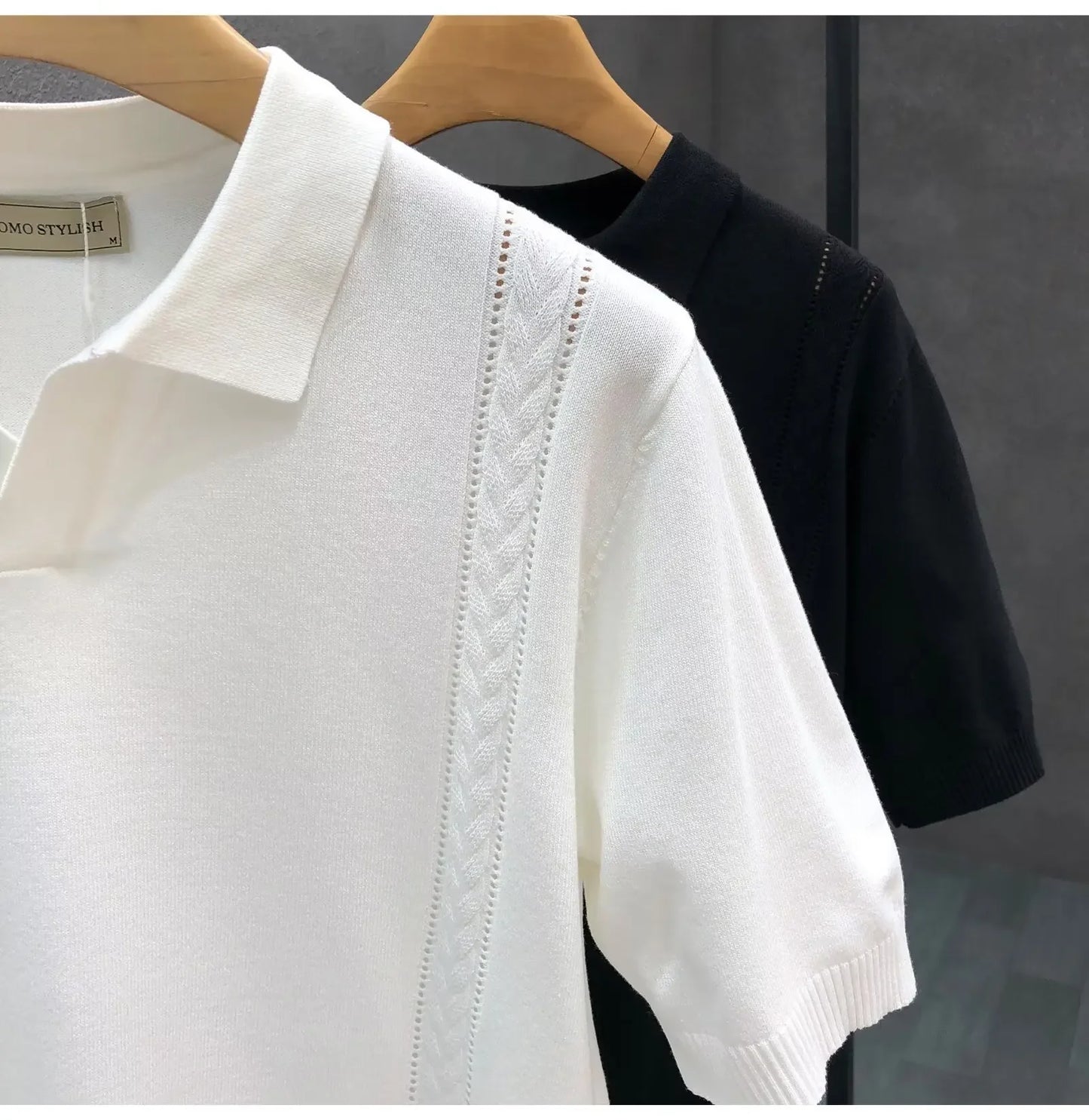 Men's Summer Thin Knitted Ice Silk Half Sleeve Polo Shirt New Hot Sale Of The Season Young Luxury Style Collared T-Shirt Short S