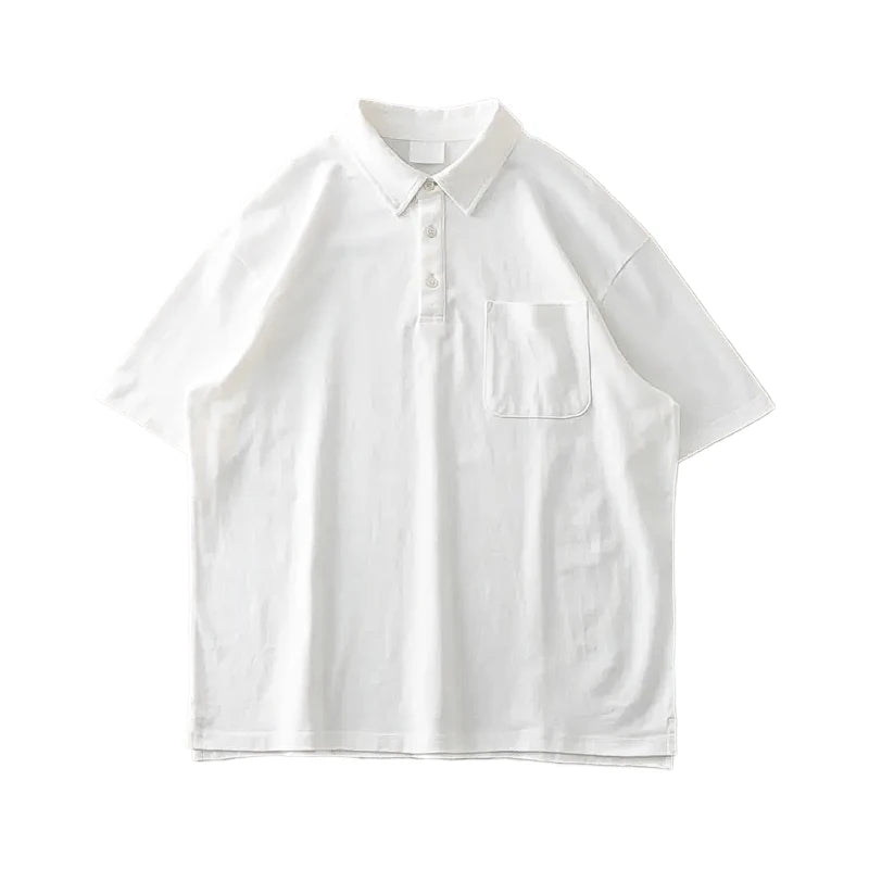 DUKEEN 260G Heavyweight Men's Polo Shirts 100% Cotton 2024 Summer Short-Sleeve White Pocket T Shirts Golf Wear Men's Clothing