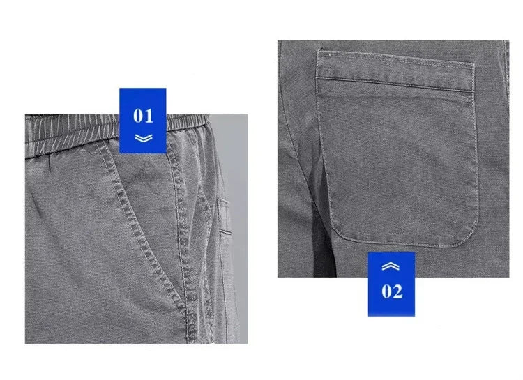 2025 New Summer Soft Lyocell Fabric Men's Jeans Thin Loose Straight Pants Drawstring Elastic Waist Korea Casual Trousers