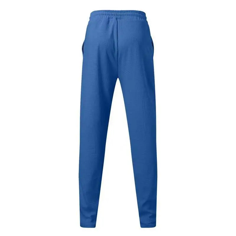 Mens Stylish Waffle Pants - Casual Sports Slim Fit with Adjustable Drawstring Secure Pockets for All Seasons - Perfect Outdoor