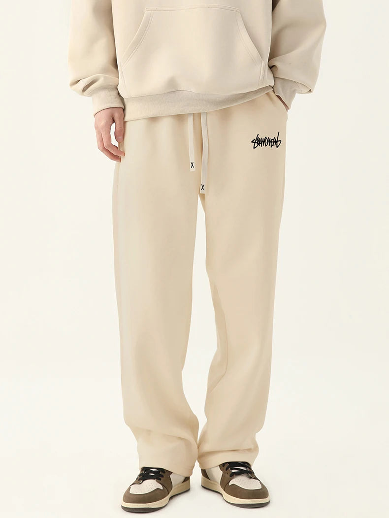 Men's Graphic Drawstring Waist Sweatpants, Regular Fit Casual Pocket Straight Leg Pants for Daily Wear, Men's Bottoms for Season