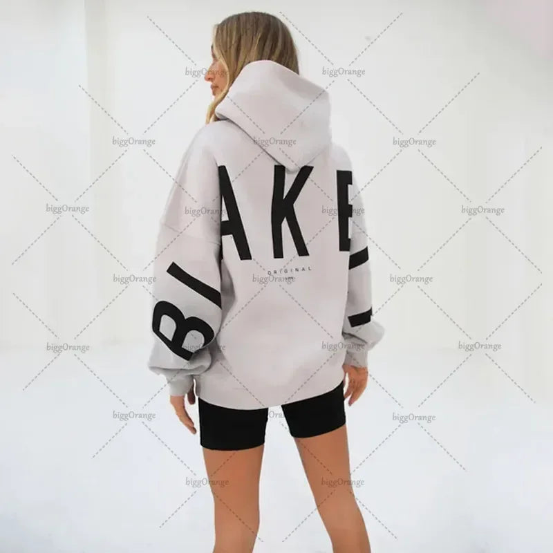 European and American loose casual pullover hoodie sweatshirt coat printed letter pattern high street hip-hop trendy men women