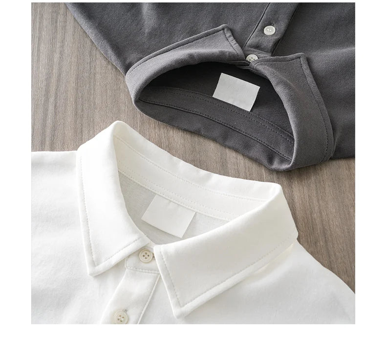 DUKEEN 260G Heavyweight Men's Polo Shirts 100% Cotton 2024 Summer Short-Sleeve White Pocket T Shirts Golf Wear Men's Clothing