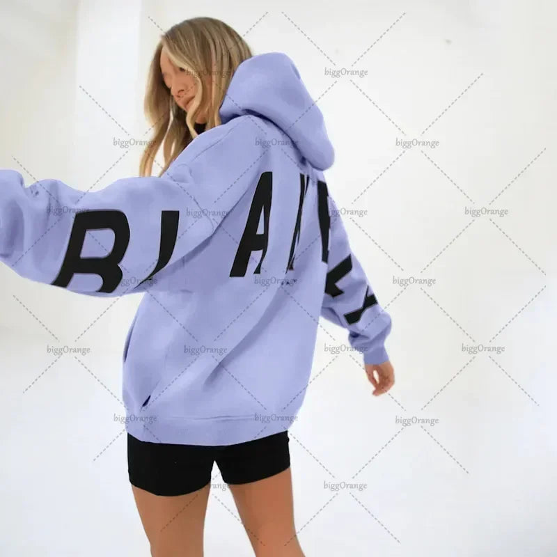 European and American loose casual pullover hoodie sweatshirt coat printed letter pattern high street hip-hop trendy men women