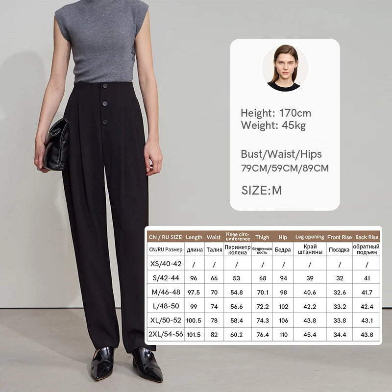 AMII Women Trousers Minimalist New Summer Commuting Solid Mid Rise Pantalones Cooling Sunscreen Tapered Casual Pants 12522036