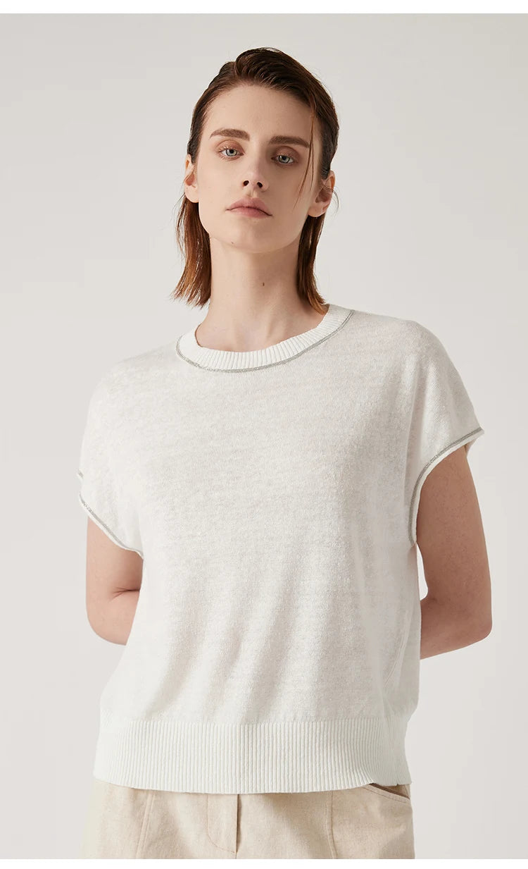 BY3511197 high-end thin summer knitted sweater for women  linen pullover Luxury womens Clothing