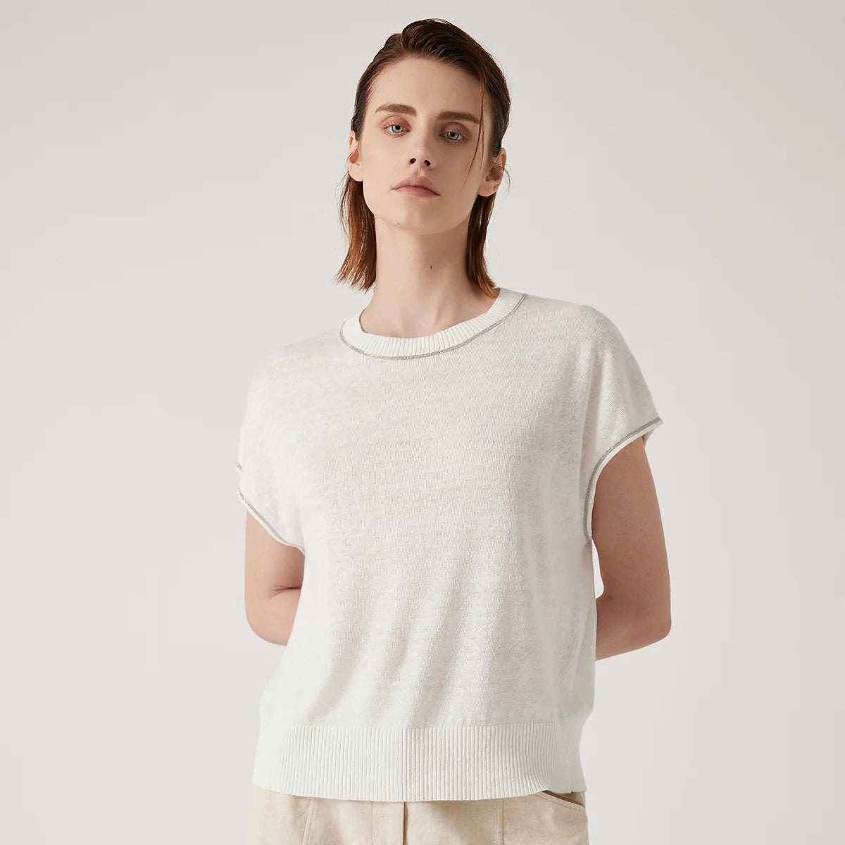 BY3511197 high-end thin summer knitted sweater for women  linen pullover Luxury womens Clothing