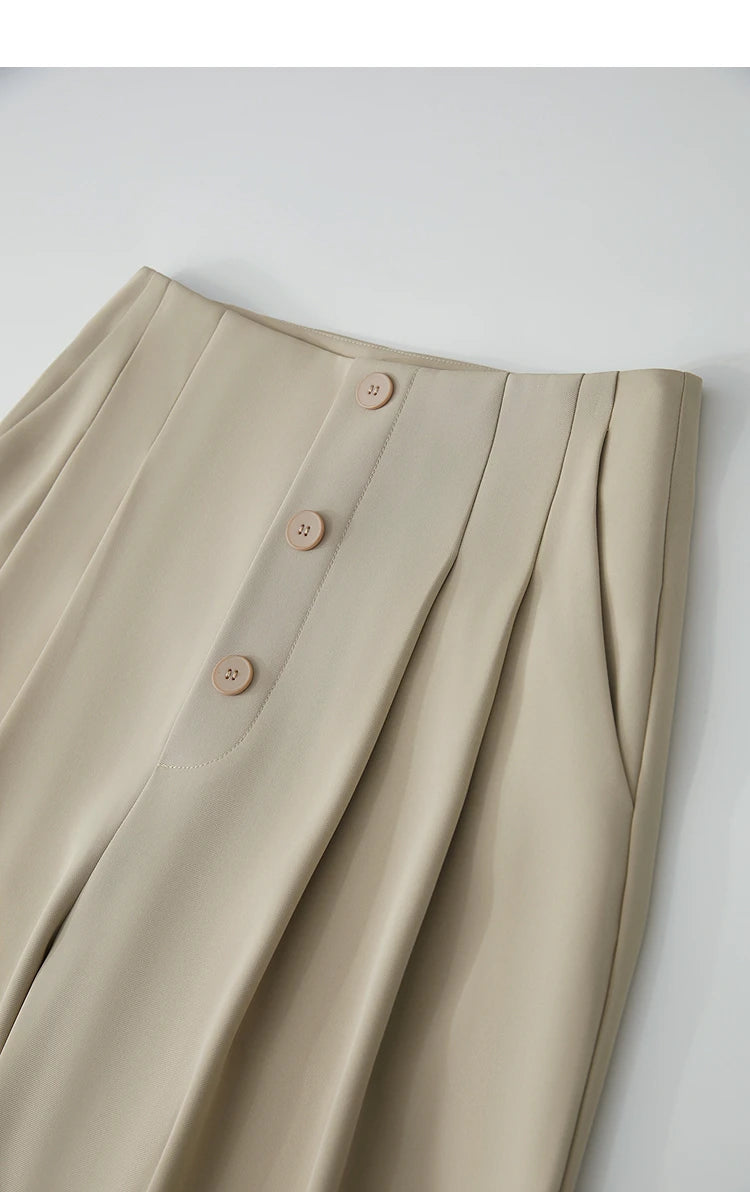 AMII Women Trousers Minimalist New Summer Commuting Solid Mid Rise Pantalones Cooling Sunscreen Tapered Casual Pants 12522036