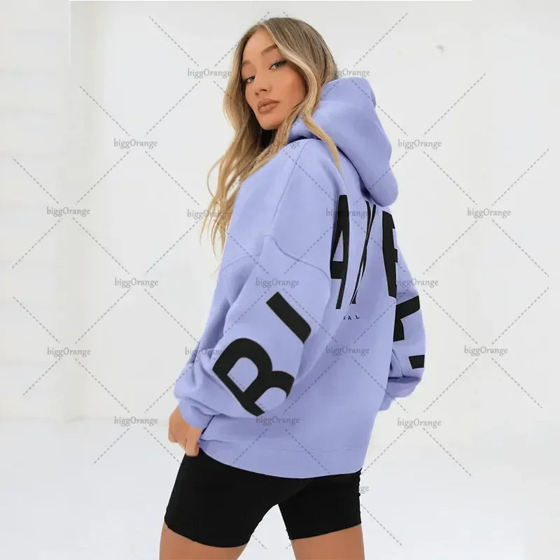European and American loose casual pullover hoodie sweatshirt coat printed letter pattern high street hip-hop trendy men women