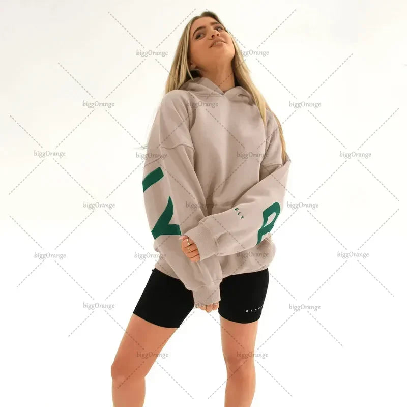 European and American loose casual pullover hoodie sweatshirt coat printed letter pattern high street hip-hop trendy men women