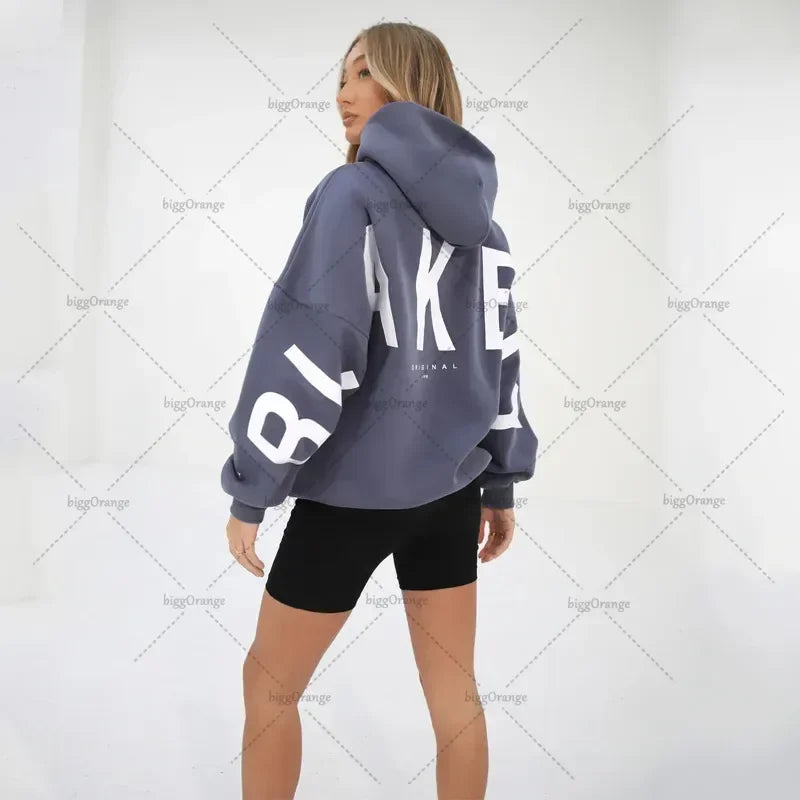 European and American loose casual pullover hoodie sweatshirt coat printed letter pattern high street hip-hop trendy men women