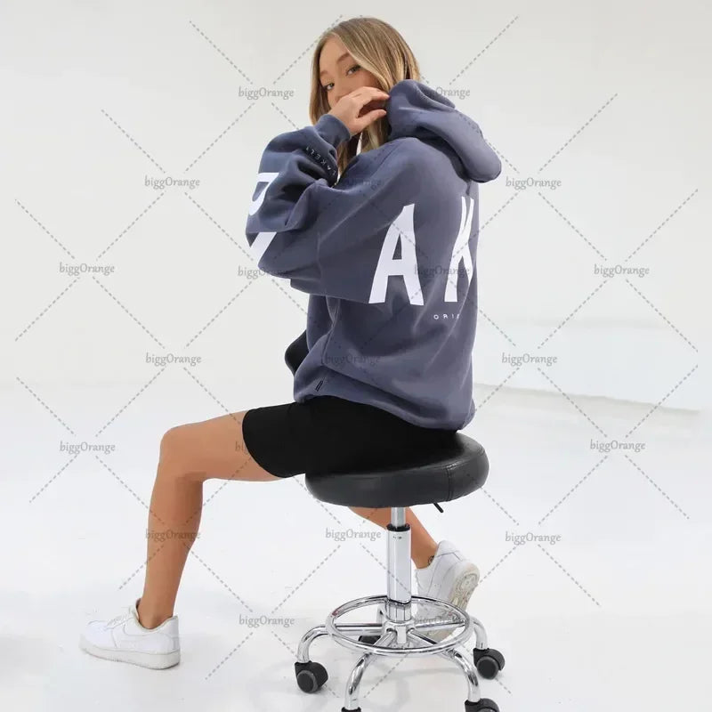 European and American loose casual pullover hoodie sweatshirt coat printed letter pattern high street hip-hop trendy men women