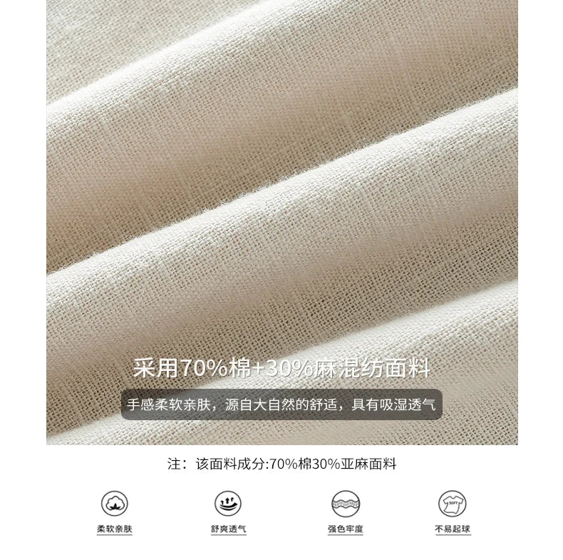 DUKEEN Breathable Linen Pants Men 2025 Summer Fashion Thin Ankle-Length Pants Elastic Waist Straight-Leg Men's Clothing