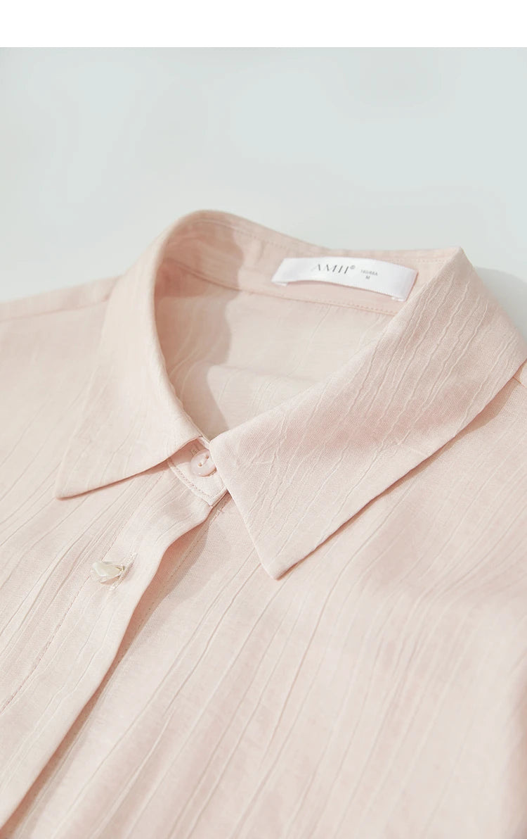 AMII Minimalism Shirt Pants Sets for Women 2025 Spring New Casual Basic Shirt Separate Straight Long Wide Leg Pants 12511048