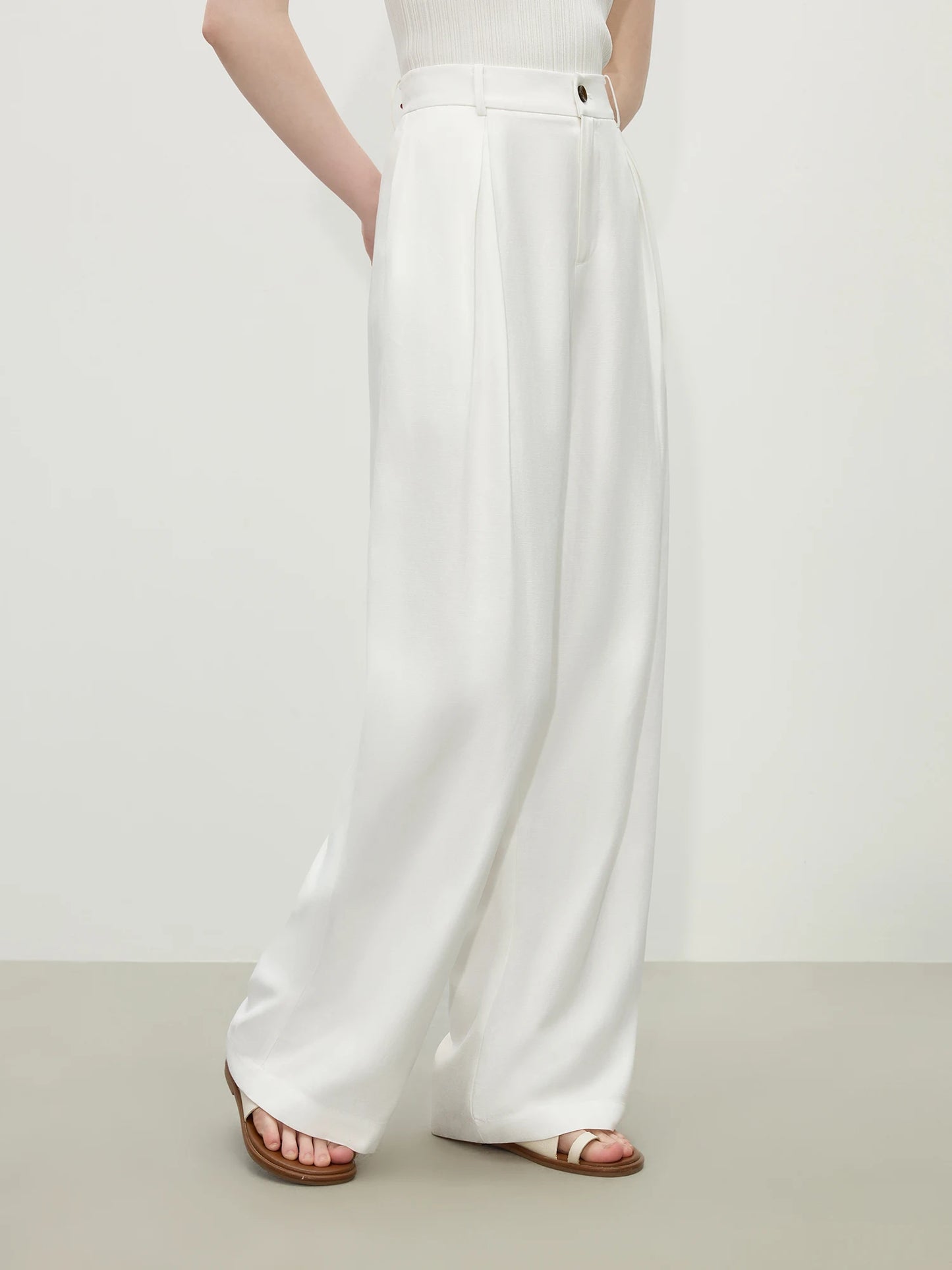 FSLE 2025 Summer Old Money Vest Wide-Leg Pants Set Vintage Tailored Two-Piece Adjustable Waist Eco Linen for Boardroom to Brunch